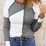 Irregular Color Block Seaming Knit Shirt