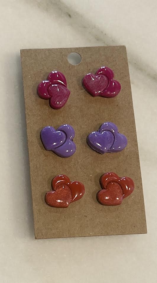 Three Heart Earrings