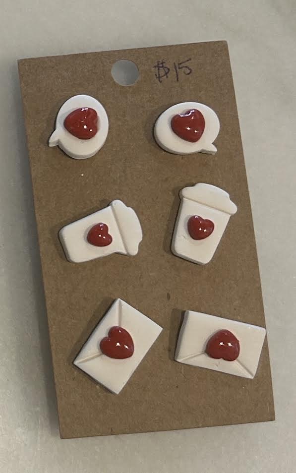 White and Red Valentine Earrings