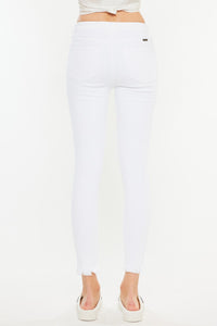 Kan Can HIGH RISE WHITE ANKLE SKINNY JEANS