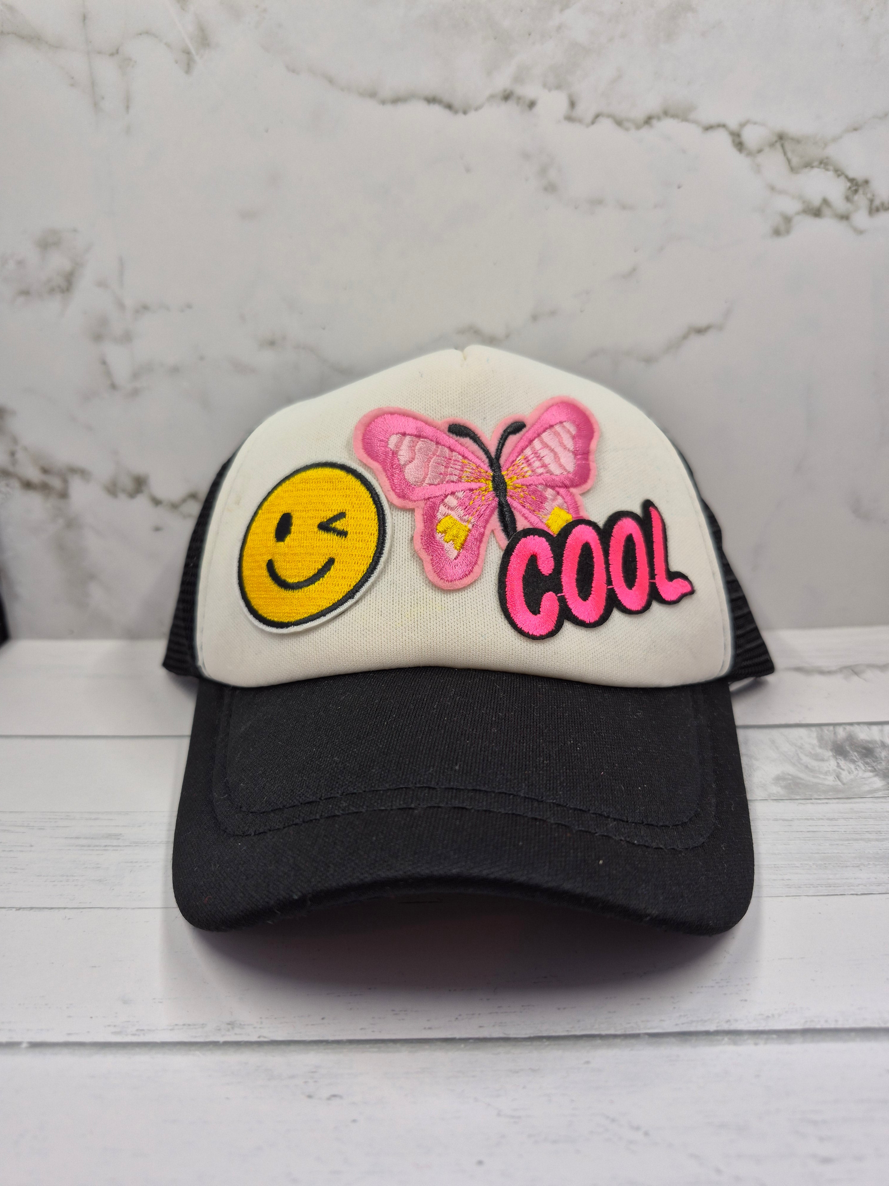 Kids Trucker Hat Smiley Face, Butterfly and Cool Graphics