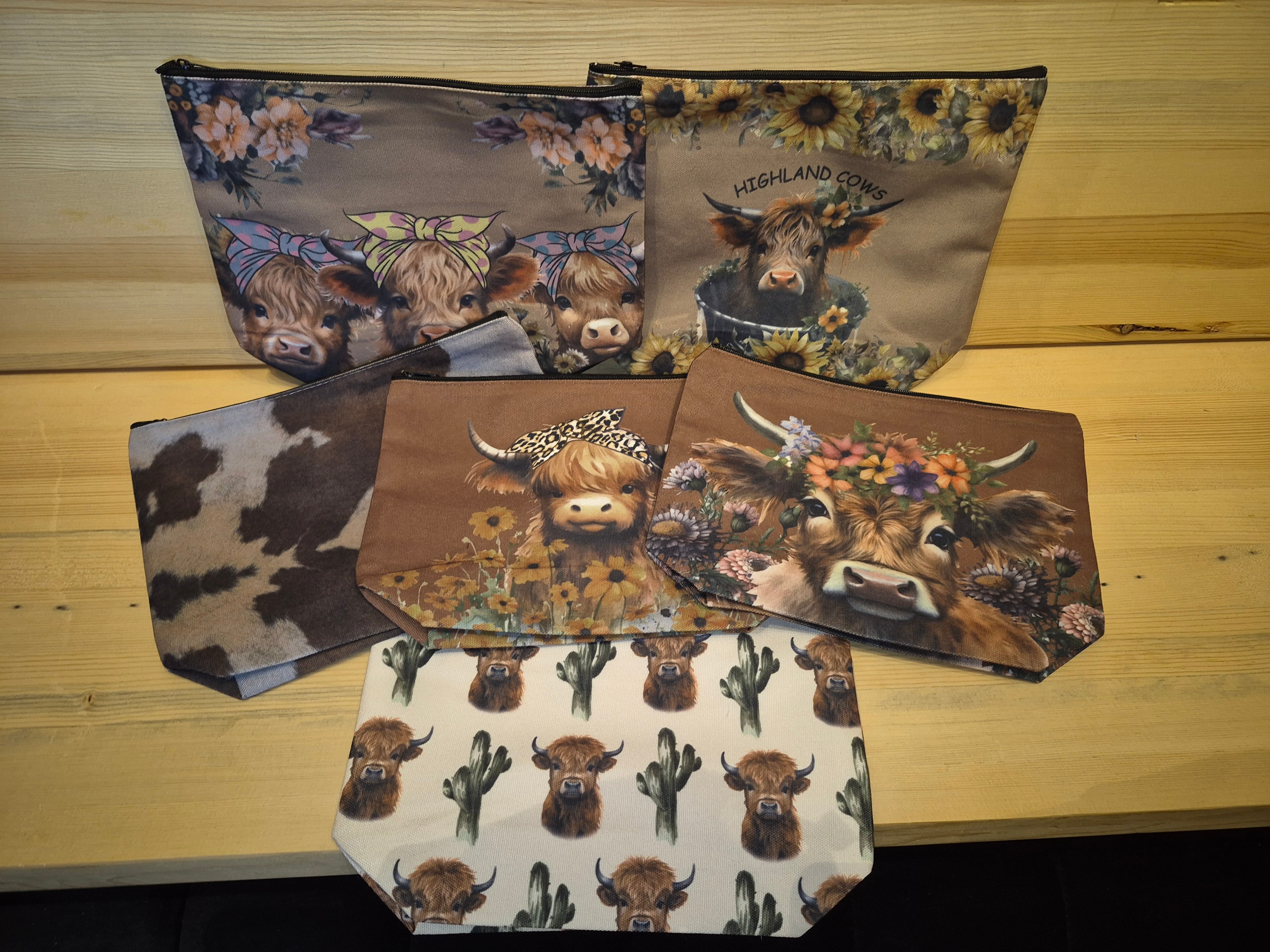 assorted Cow Makeup Bags