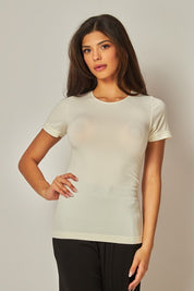 Love Poem Basic Round Neck and Short Sleeve Stretchy Top
