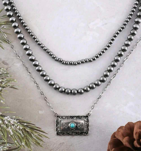 Multi-Layer Rectangle Western Necklace