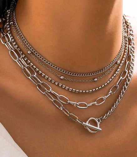 Independent Modern Silver Necklace Set