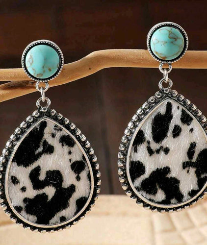 Turquoise Cow Droplet Earrings