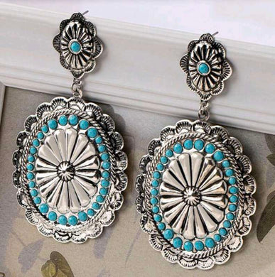 Light Weight Turquoise Concho Earrings
