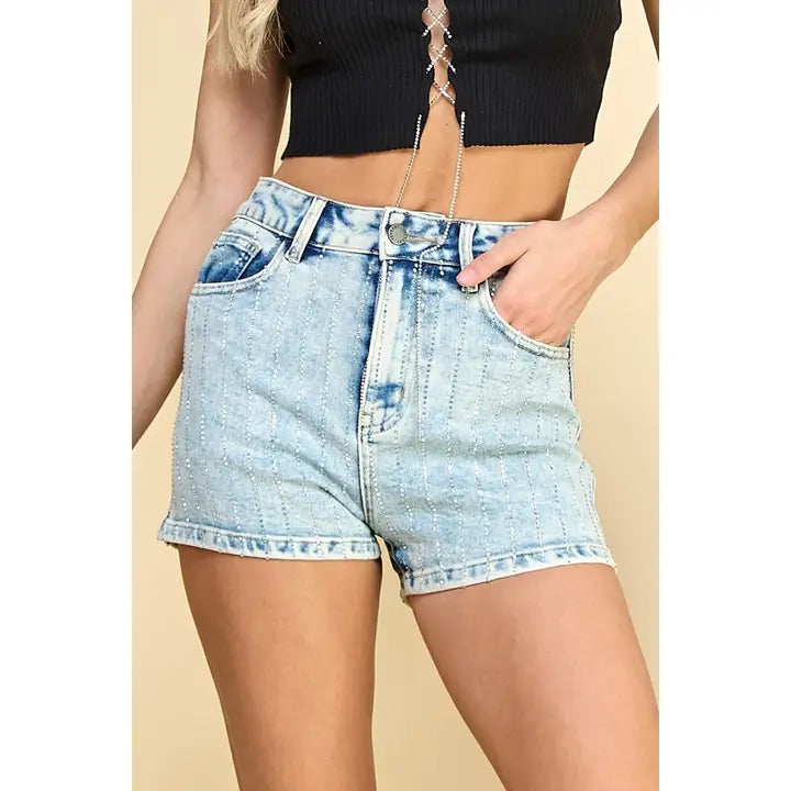 Rhinestone Stripe Shorts