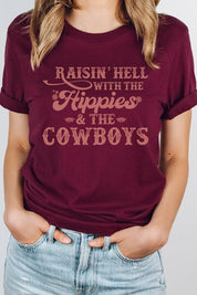 Raisin Hell With Hippies and Cowboys Graphic Tee