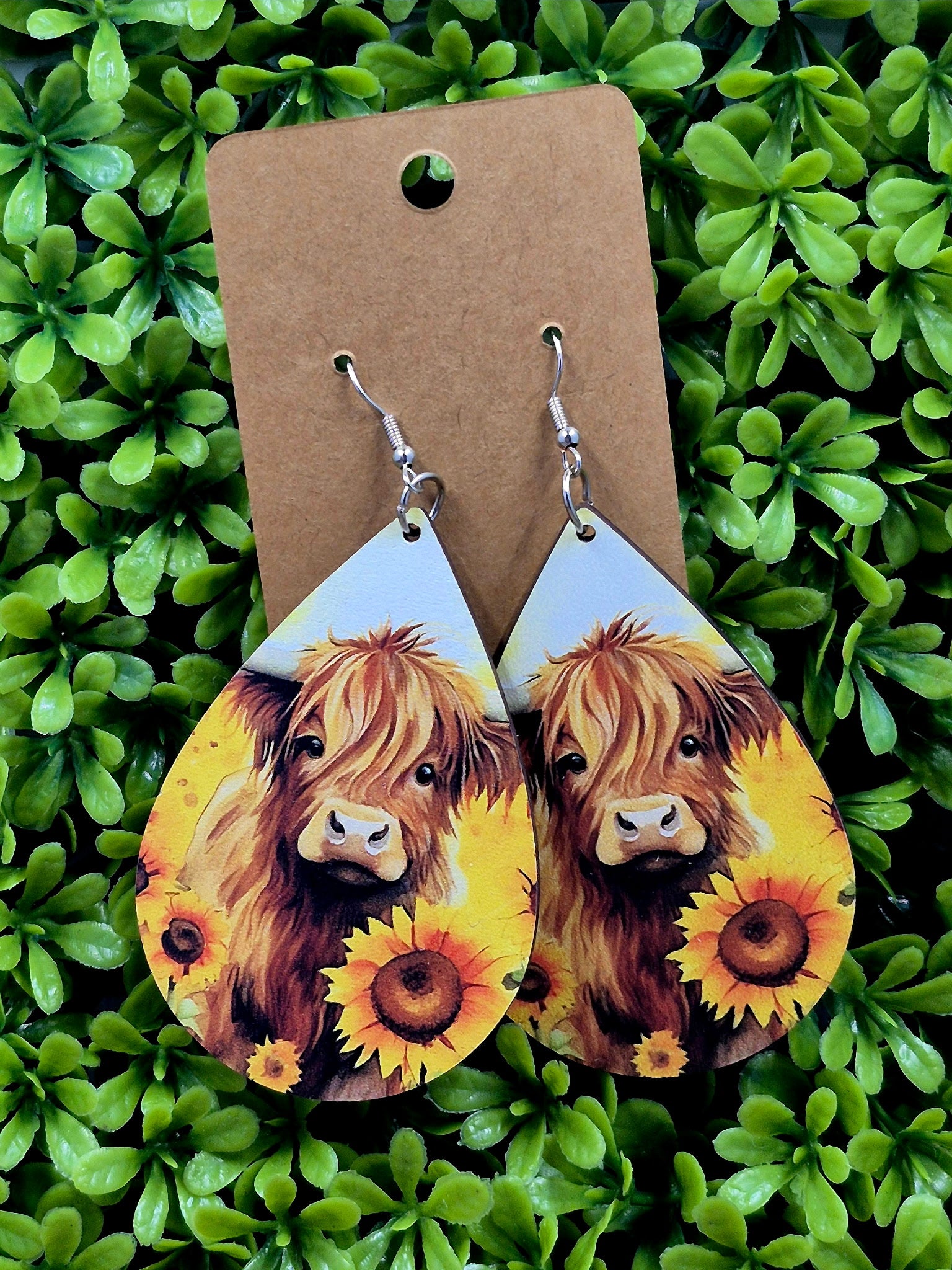 Sunflower Cow Earrings