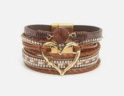 Bohemian Heart Rhinestone Magnetic Buckle Bracelet
