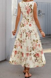 Meadow Breeze Maxi Dress – Cream Blossom