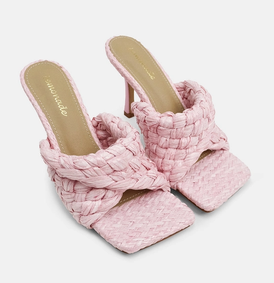 Pink Santorini Braided Woven Heels