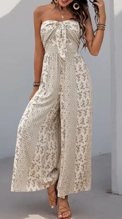 Sunset Bloom Strapless Jumpsuit – Earthy Elegance