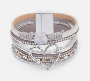 Bohemian Heart Rhinestone Magnetic Buckle Bracelet