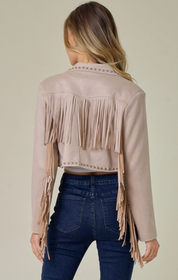 Taupe Suede Studded Crop Jacket