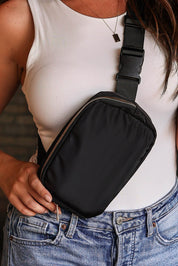 Black Waterproof Zipped Crossbody Chest Bag