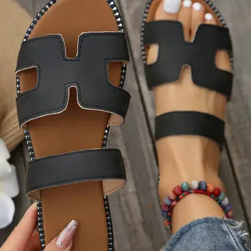 H Shaped Leather Sandals