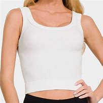 White Hoop Neck Tank