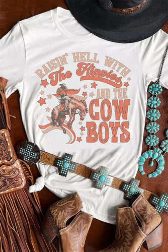 White Hippies & Cowboys Western Graphic Tee