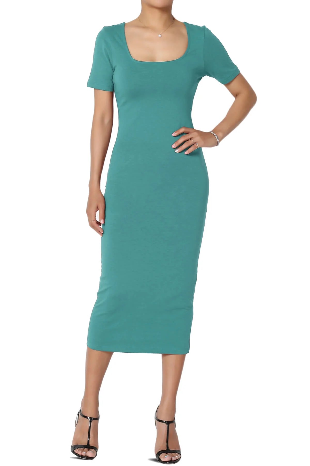 The Mogan Blue Square Neck Cotton Dress