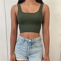 Army Green Hoop Neck Tank