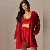 Red Fleece 3 Piece Lounge Wear Set