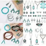 Assorted Turquoise Leather and Silver Nacklaces
