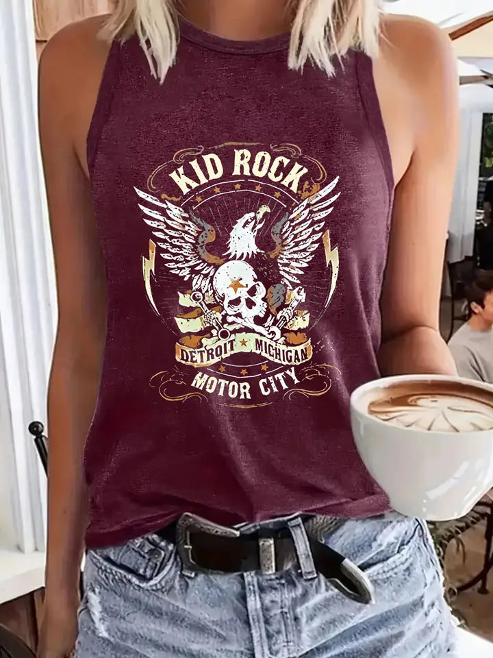 Vintage Retro Rock N Roll Graphic Tank Top