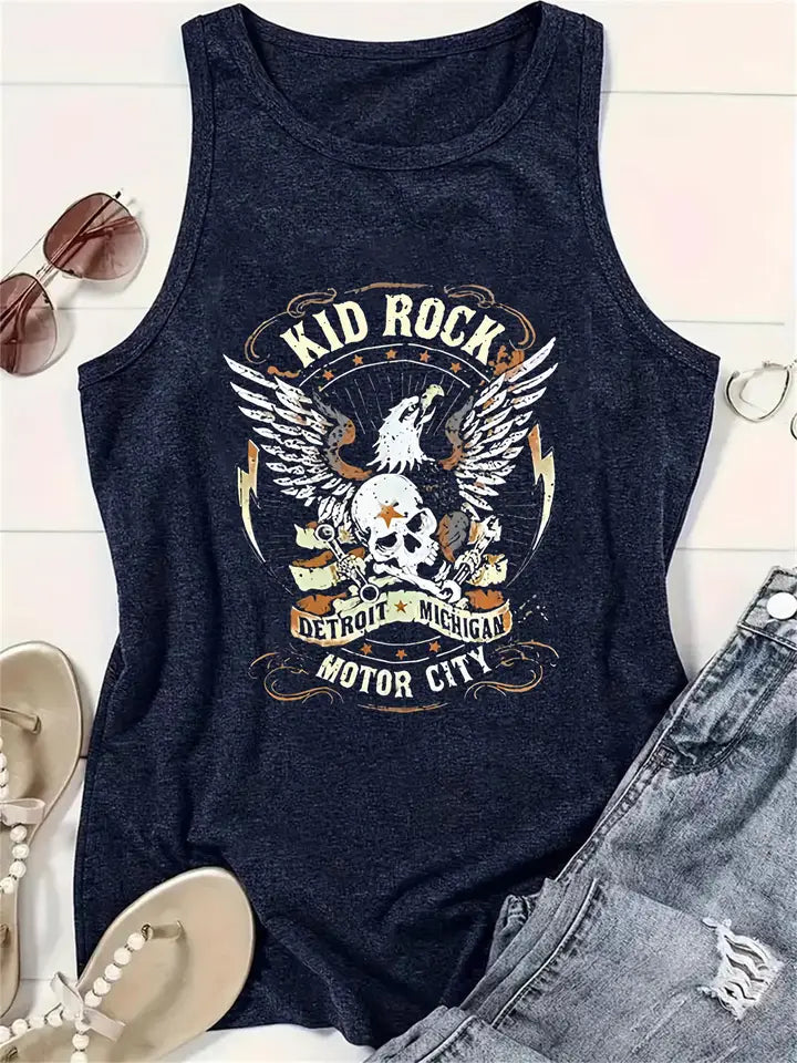 Vintage Retro Rock N Roll Graphic Tank Top
