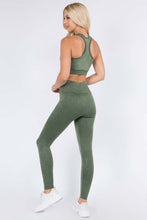 Load image into Gallery viewer, Stone Washed Seamless Activewear Sports Bra Green