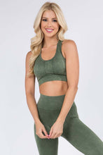 Load image into Gallery viewer, Stone Washed Seamless Activewear Sports Bra Green