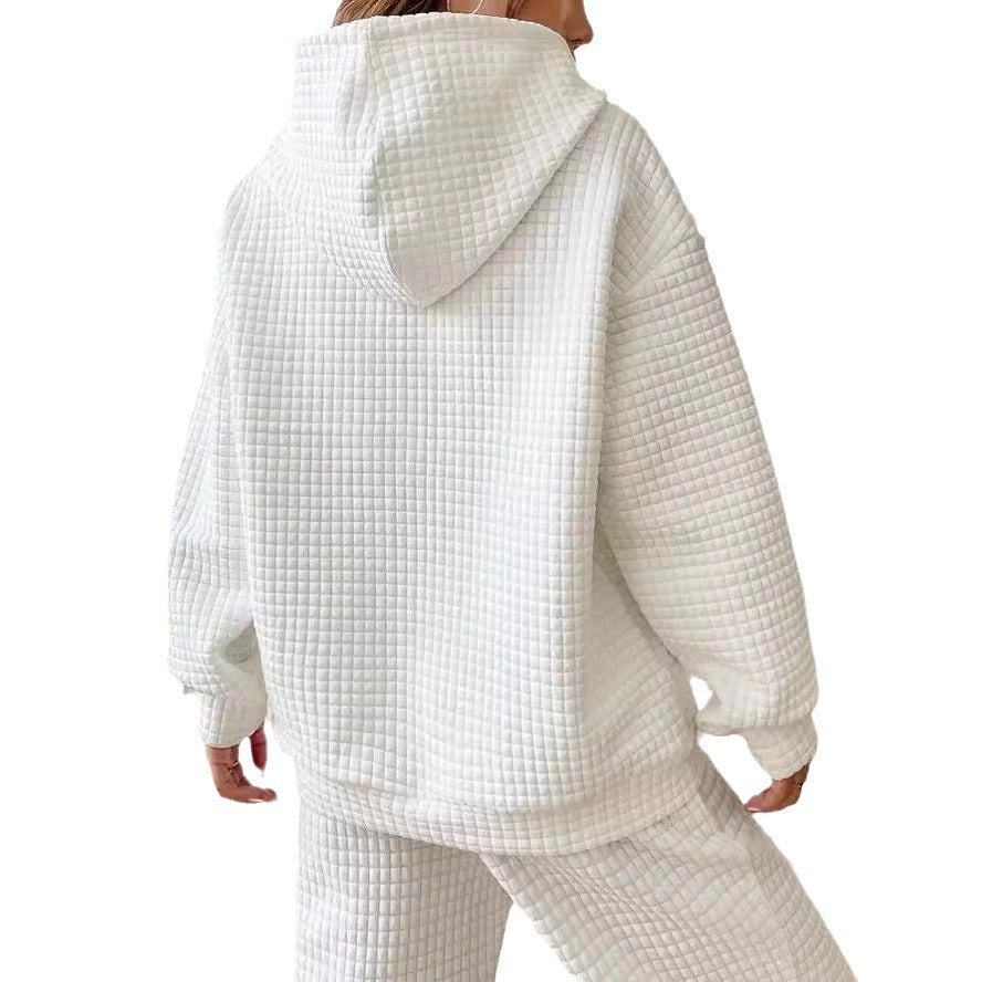 Waffle Round Neck Long Sleeve Top