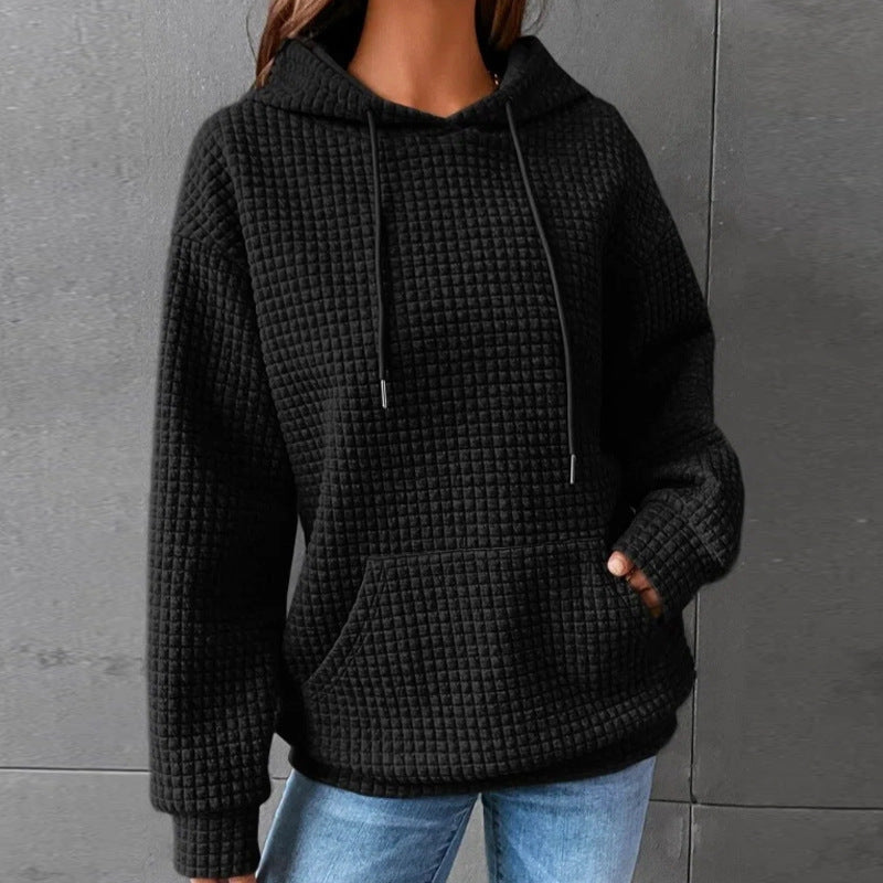 Waffle Round Neck Long Sleeve Top
