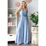 Embroidered Strap Flowy Jumpsuit