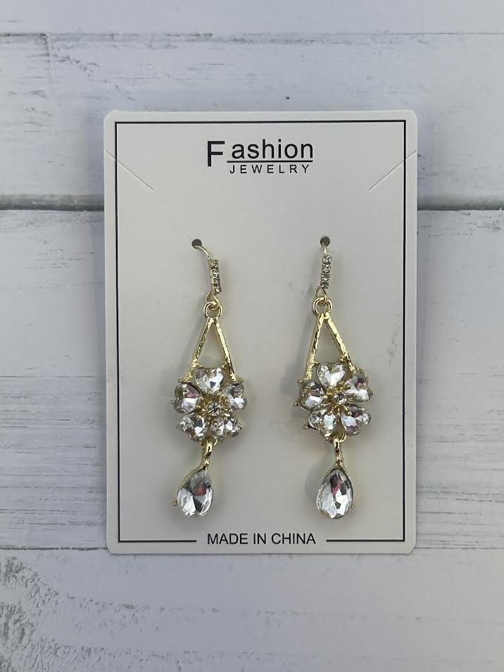 Crystal Flower Drop Earrings