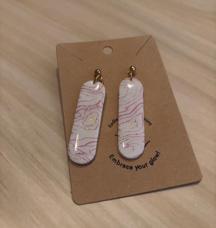 Pink and White Dangling Earrings