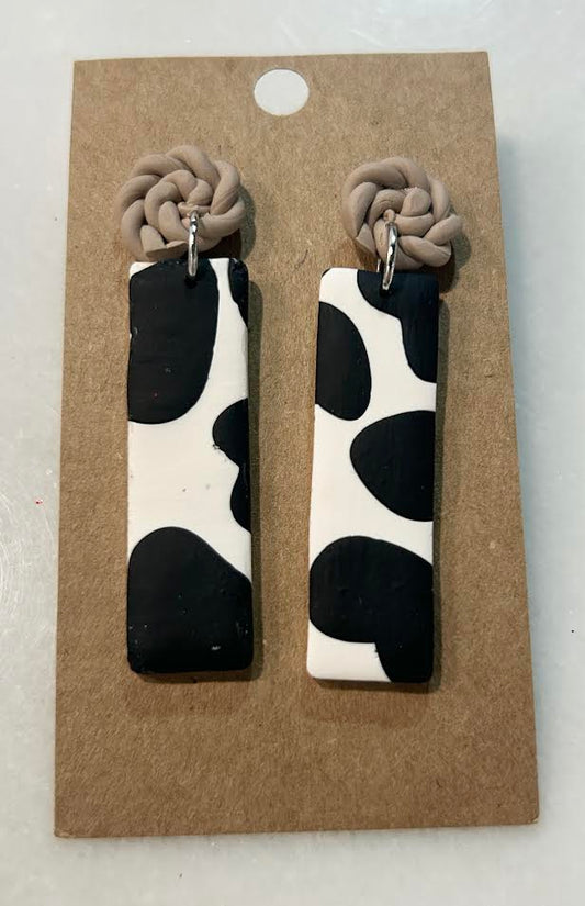 Rectangle Cow Print Dangling Earrings