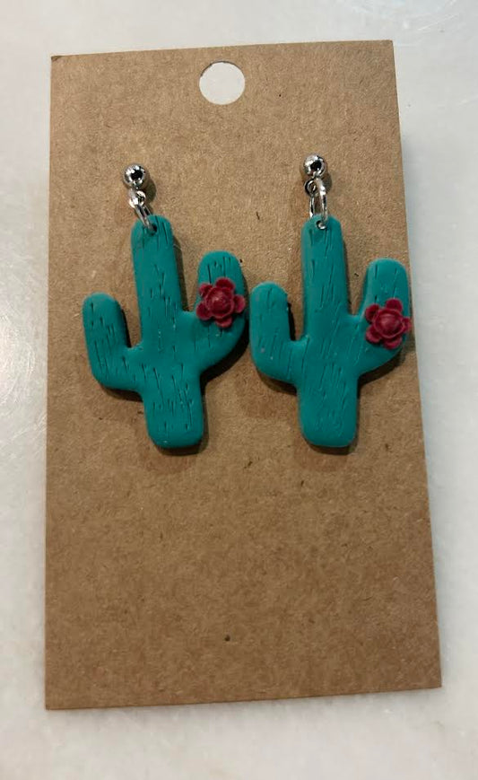 Cactus with Flower Earrings