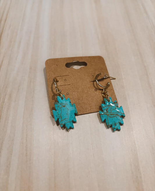 Teal Leaf Earrings