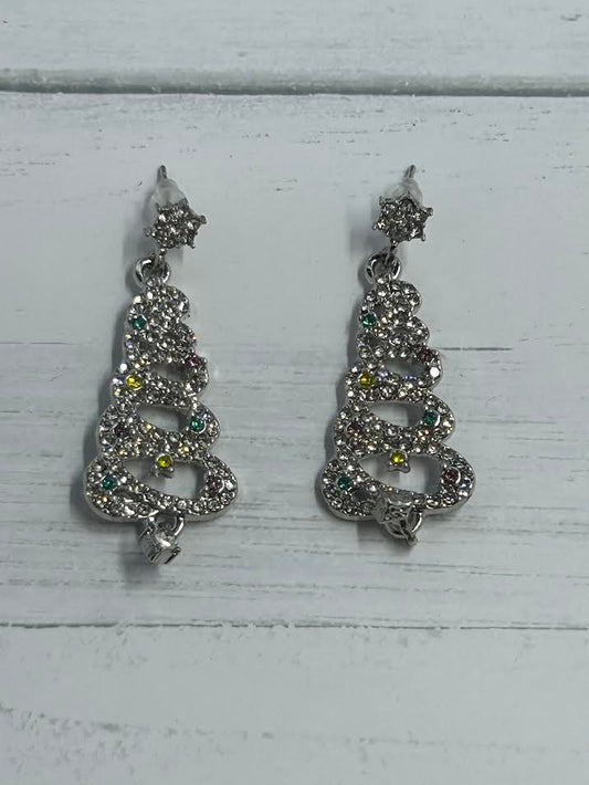 Rhinestone Christmas Tree Earrings