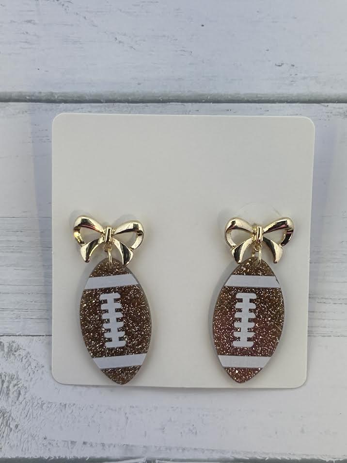 Sparkle Bow Football Earrings