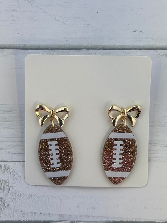 Sparkle Bow Football Earrings