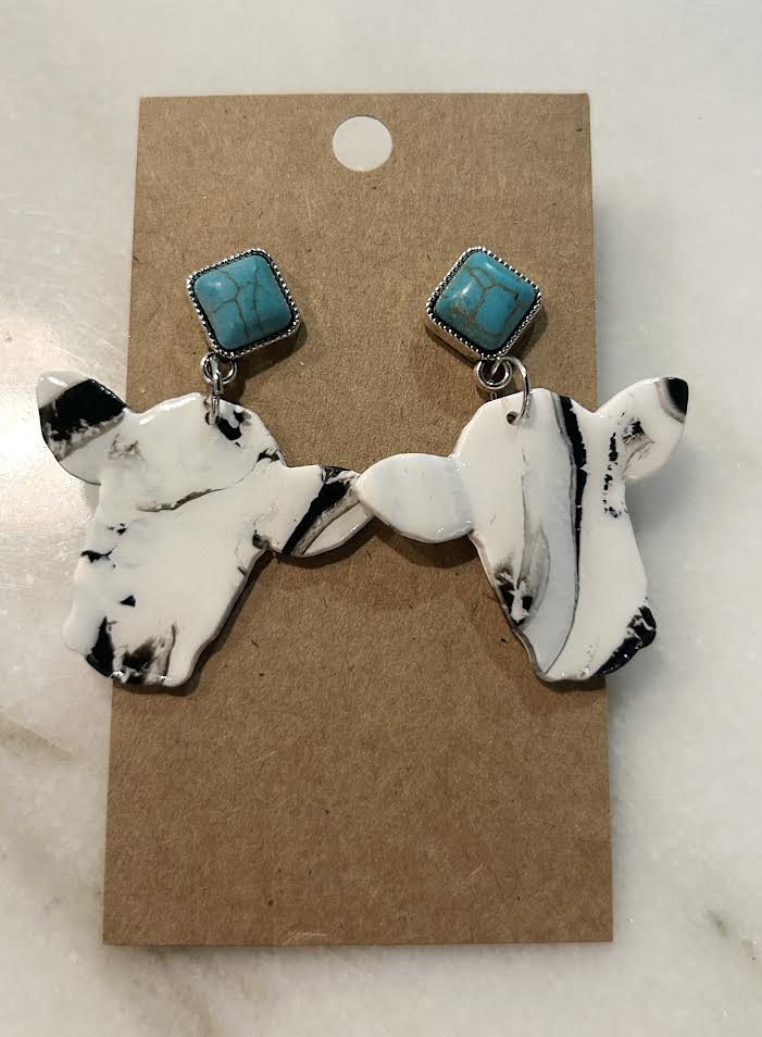 Black and White Cow Earrings