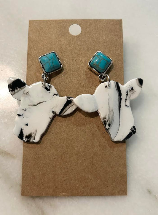 Black and White Cow Earrings