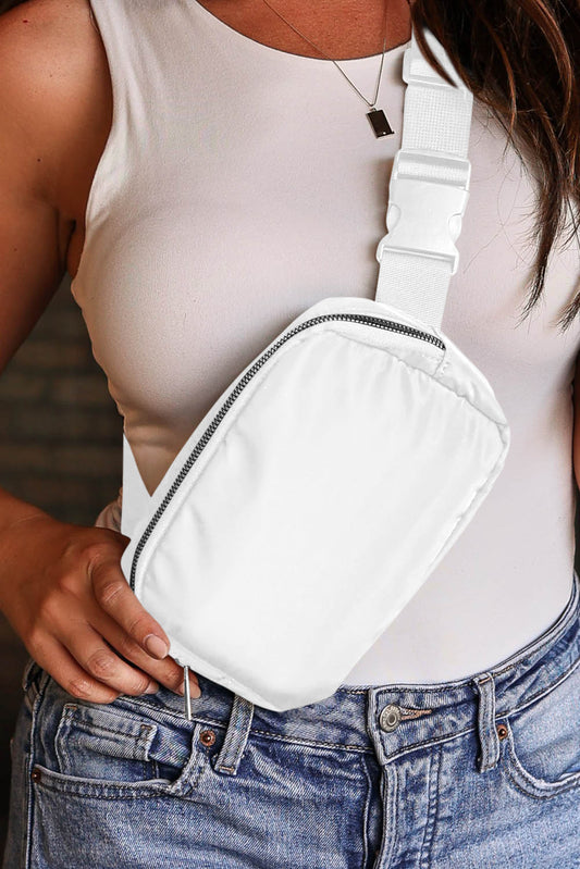 White Waterproof Zipped Crossbody Chest Bag