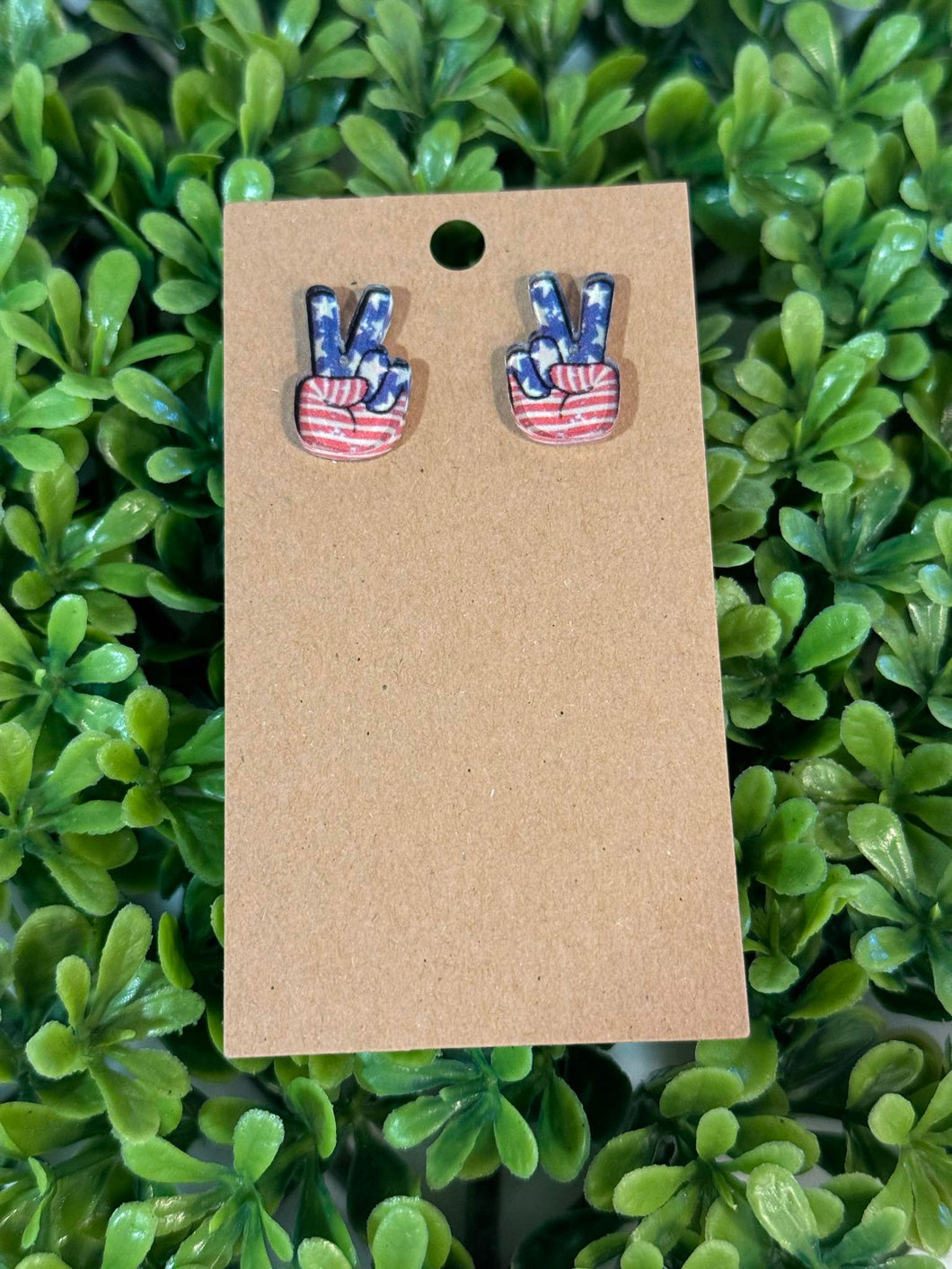 Peace sign American flag stud earrings