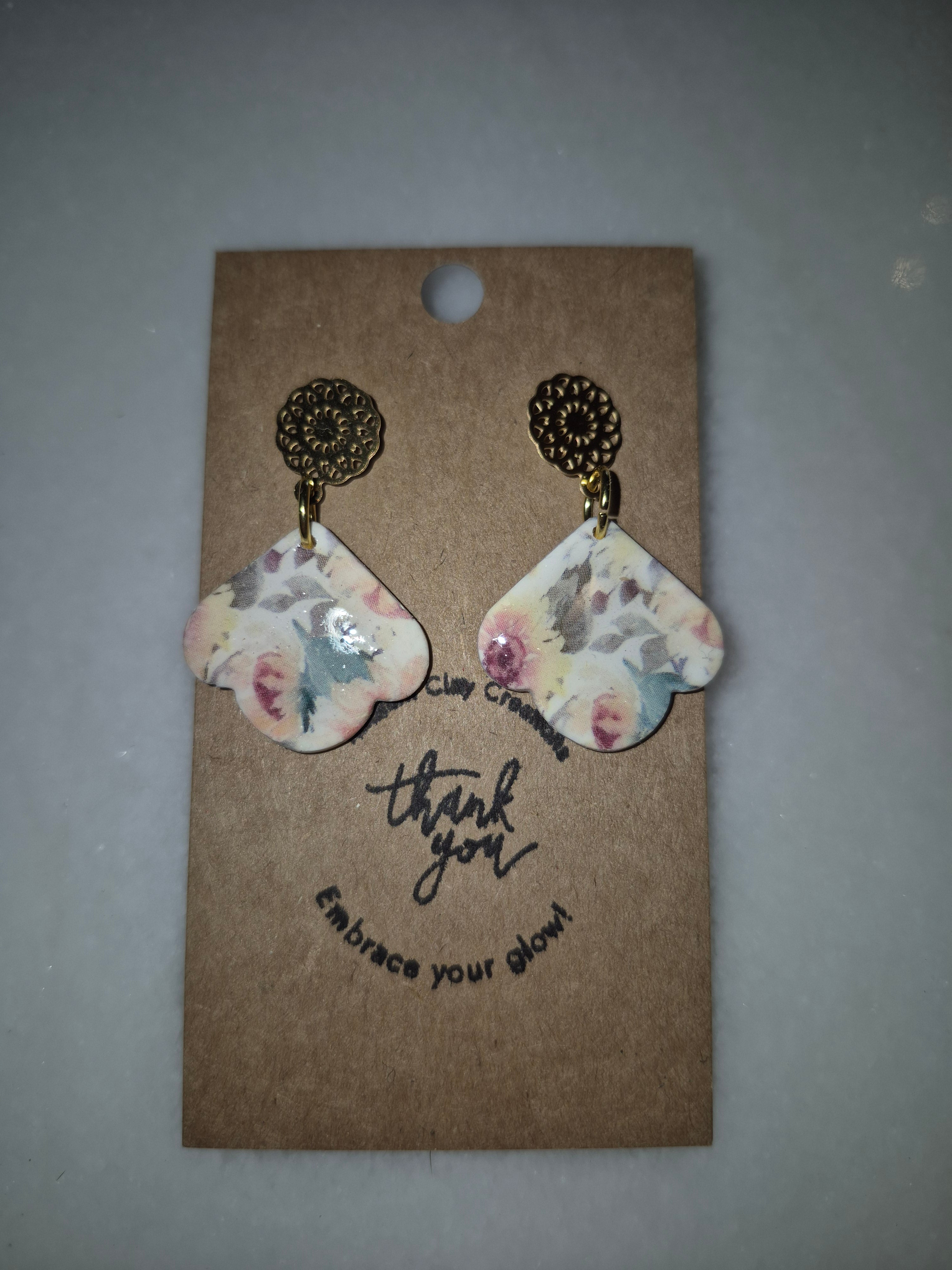 3 Bump Flower Gold Earrings