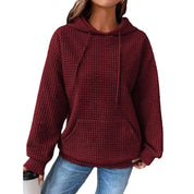 Waffle Round Neck Long Sleeve Top