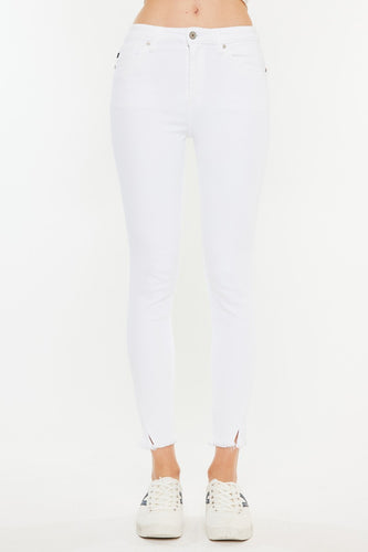 Kan Can HIGH RISE WHITE ANKLE SKINNY JEANS
